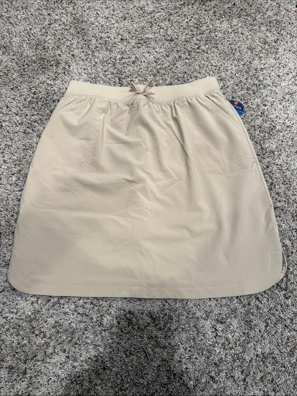 Nautica Tan Elastic-Waist Skort with Drawstring